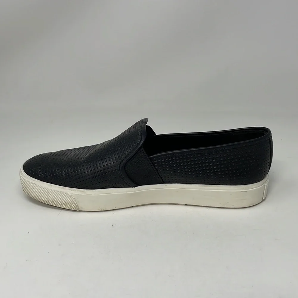 Vince Shoes Slip On Sneakers Black Leather Perforated Size 6.5